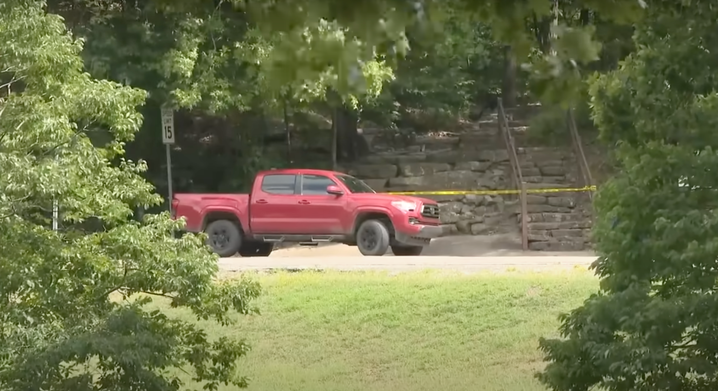 Police are searching for the suspected killer after the attack in Devil's Den State Park on Saturday