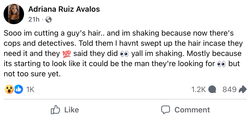 His hairdresser posted on social media that cops entered the salon and ‘told him to stand up from my chair as I was in the middle of cutting his hair’