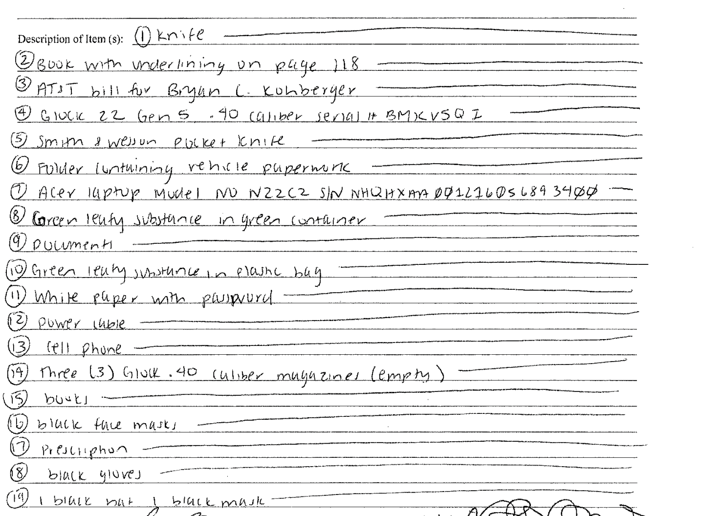 List of items seized following a search warrant at Bryan Kohberger’s home, according to authorities