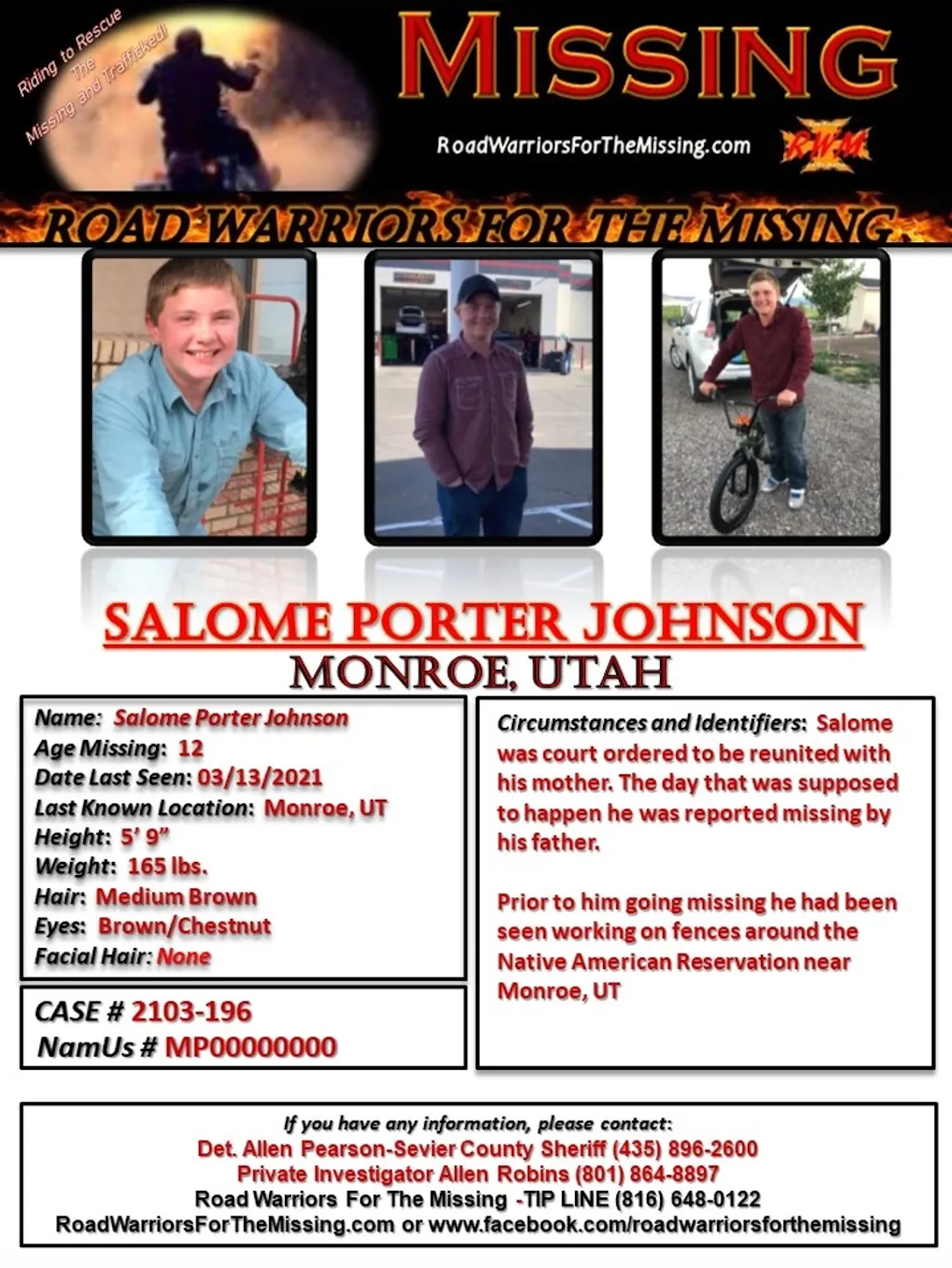 Sarah Johnson is one of the mothers the Road Warriors for the Missing is assisting. She has legal custody of her children but hasn’t seen her son Salome in four years