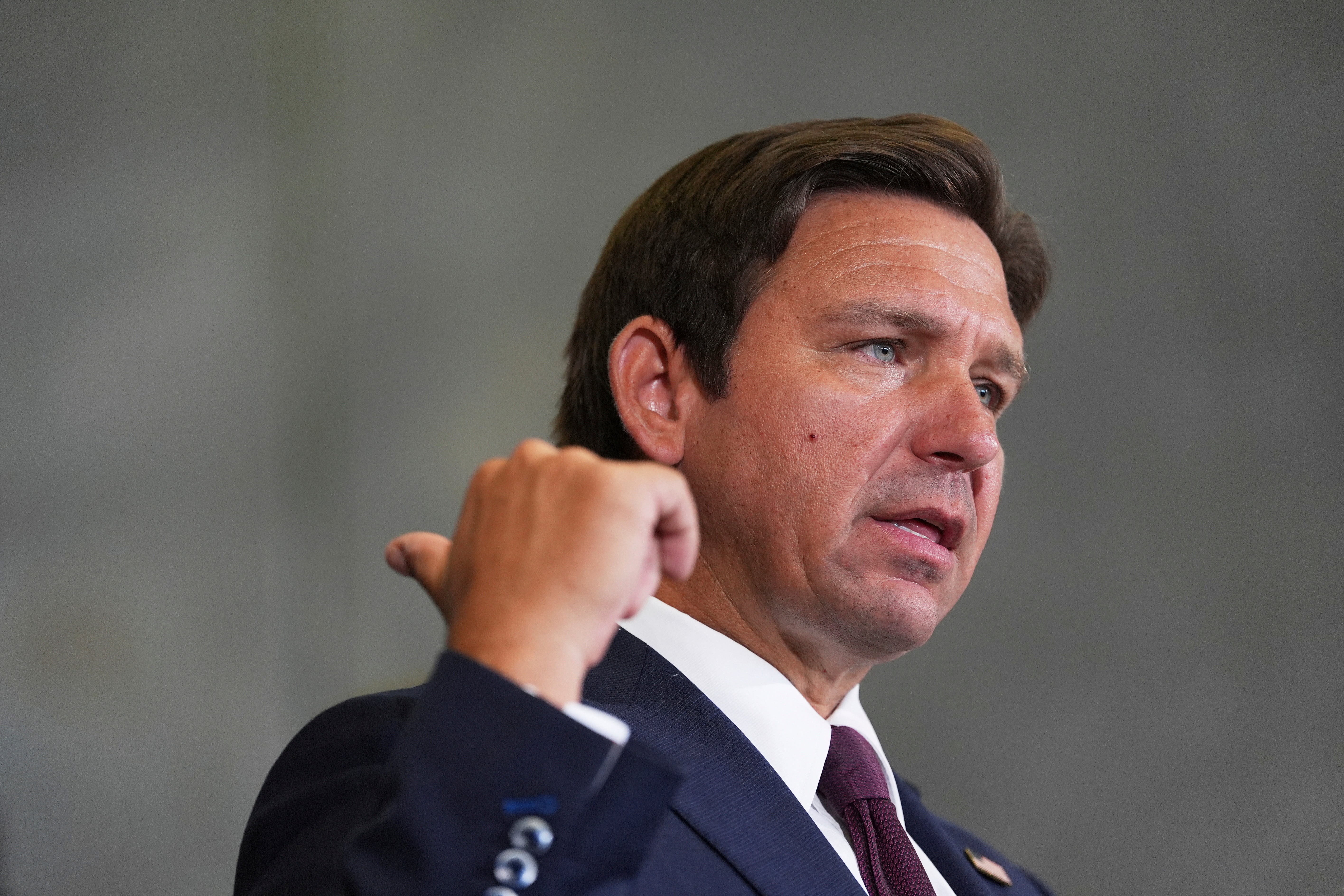 Florida Gov. Ron DeSantis speaks during a news conference about a recent immigration enforcement operation, at the South Florida office of U.S. Immigration and Customs Enforcement and Enforcement and Removal Operations, May 1, 2025, in Miramar, Fla. (AP Photo/Rebecca Blackwell, file)