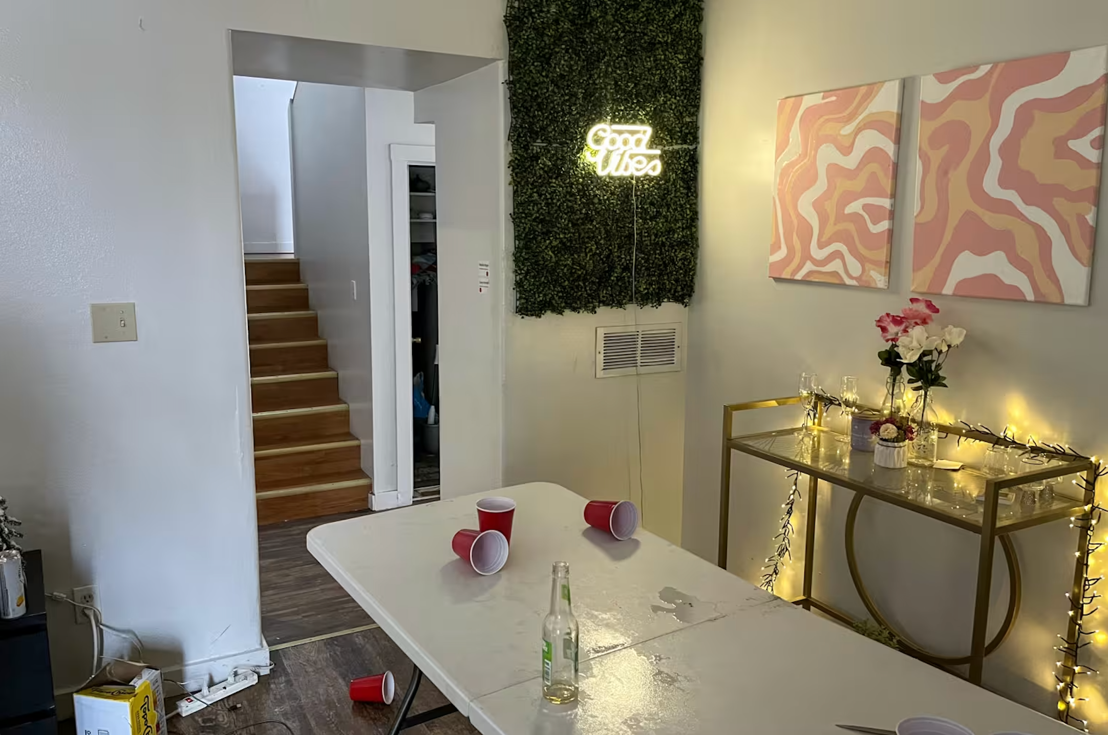 Many of the images released by the Moscow Police Department show a typical college house – red plastic cups on countertops and a table set up for beer pong