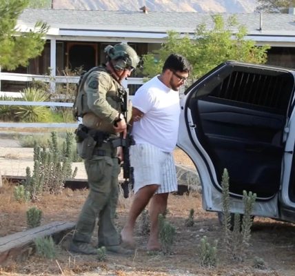 Emmanuel Haro’s father, clad in prison jumpsuit, seen helping police search for baby’s body in California badlands