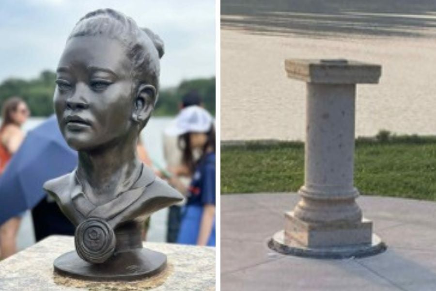 The Suni Lee statue was stolen on either Wednesday or Thursday, Minnesota police say