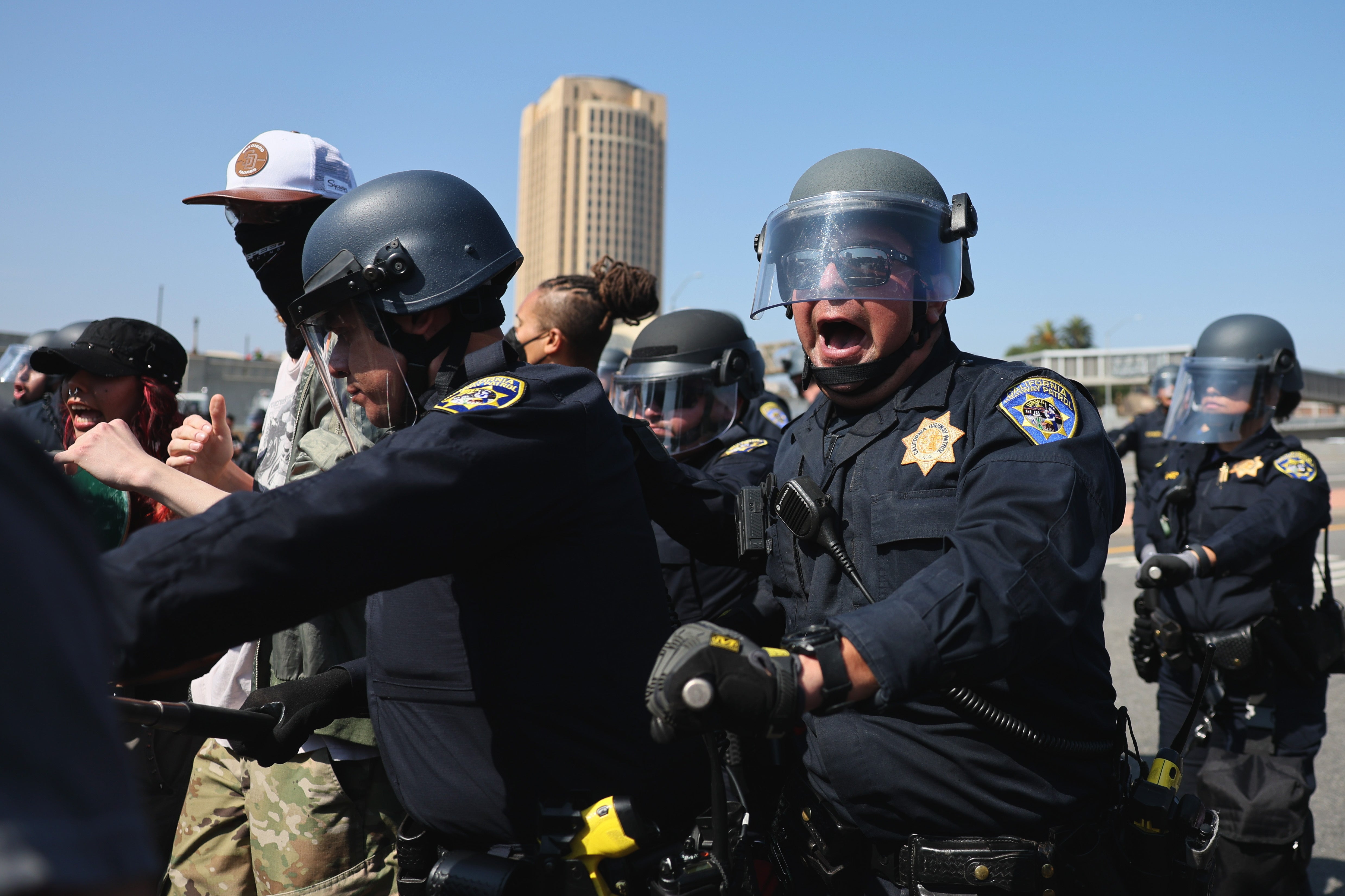 Police move on protesters who tried to take over Highway 101 during demonstrations sparked by immigration raids in Los Angeles in June