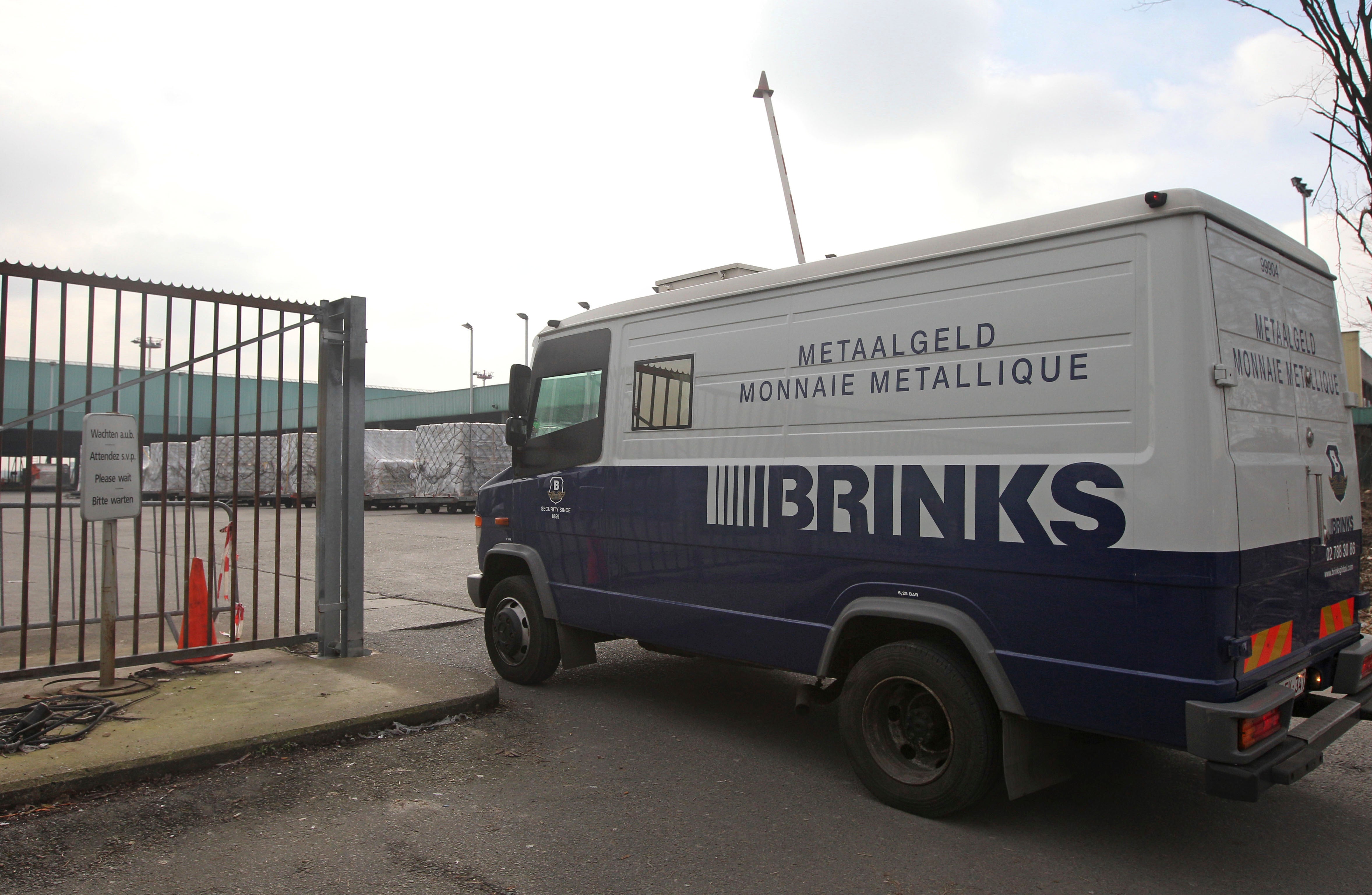 A Brinks armored vehicle. A trio of men were arrested in Philadelphia after they allegedly stole $2 million from an armored Brinks vehicle in June 2025