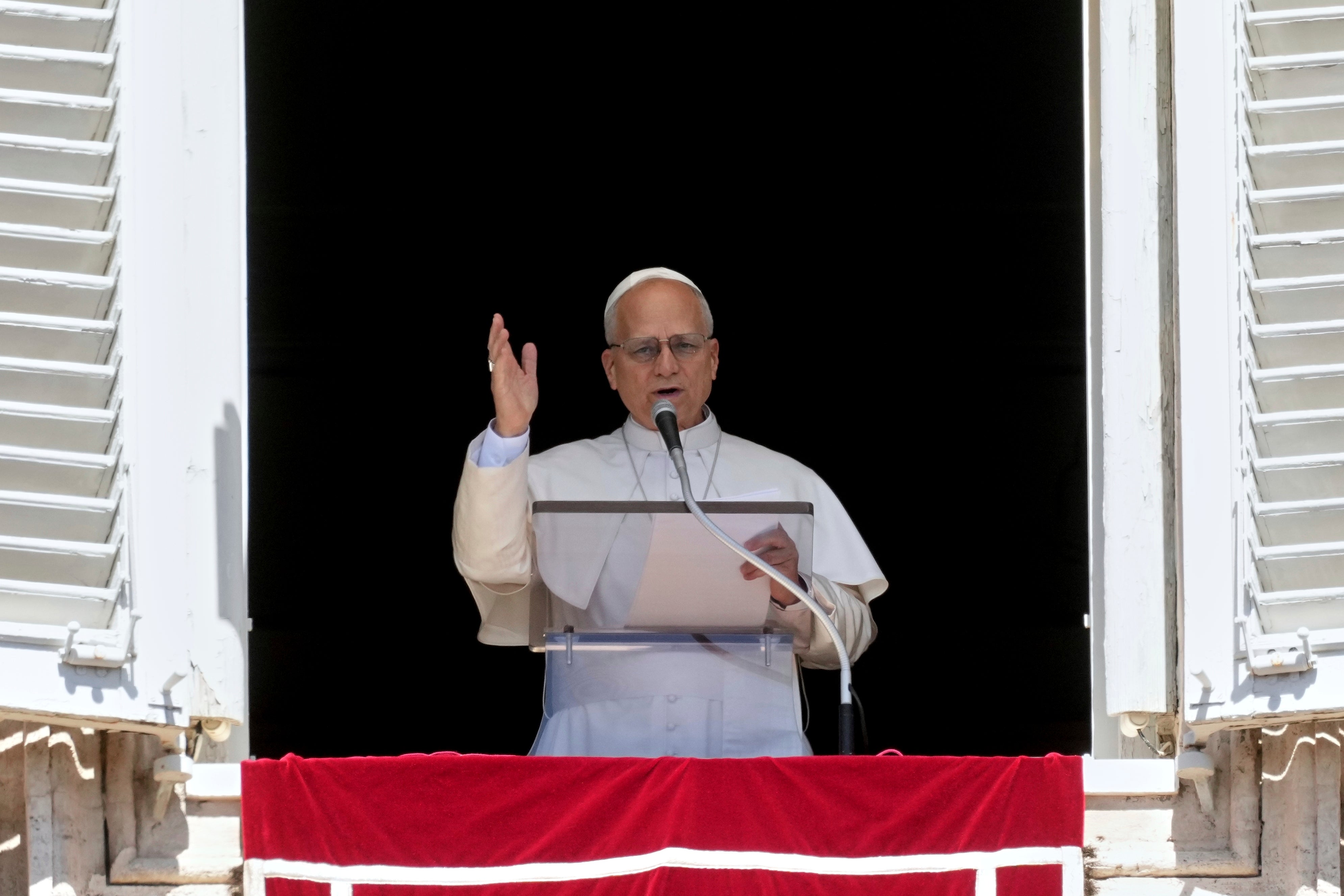 History’s first American-born pontiff prayed for the young victims of last week’s shooting in Minneapolis from the window overlooking St Peter’s Square at the Vatican during his Sunday noon blessing