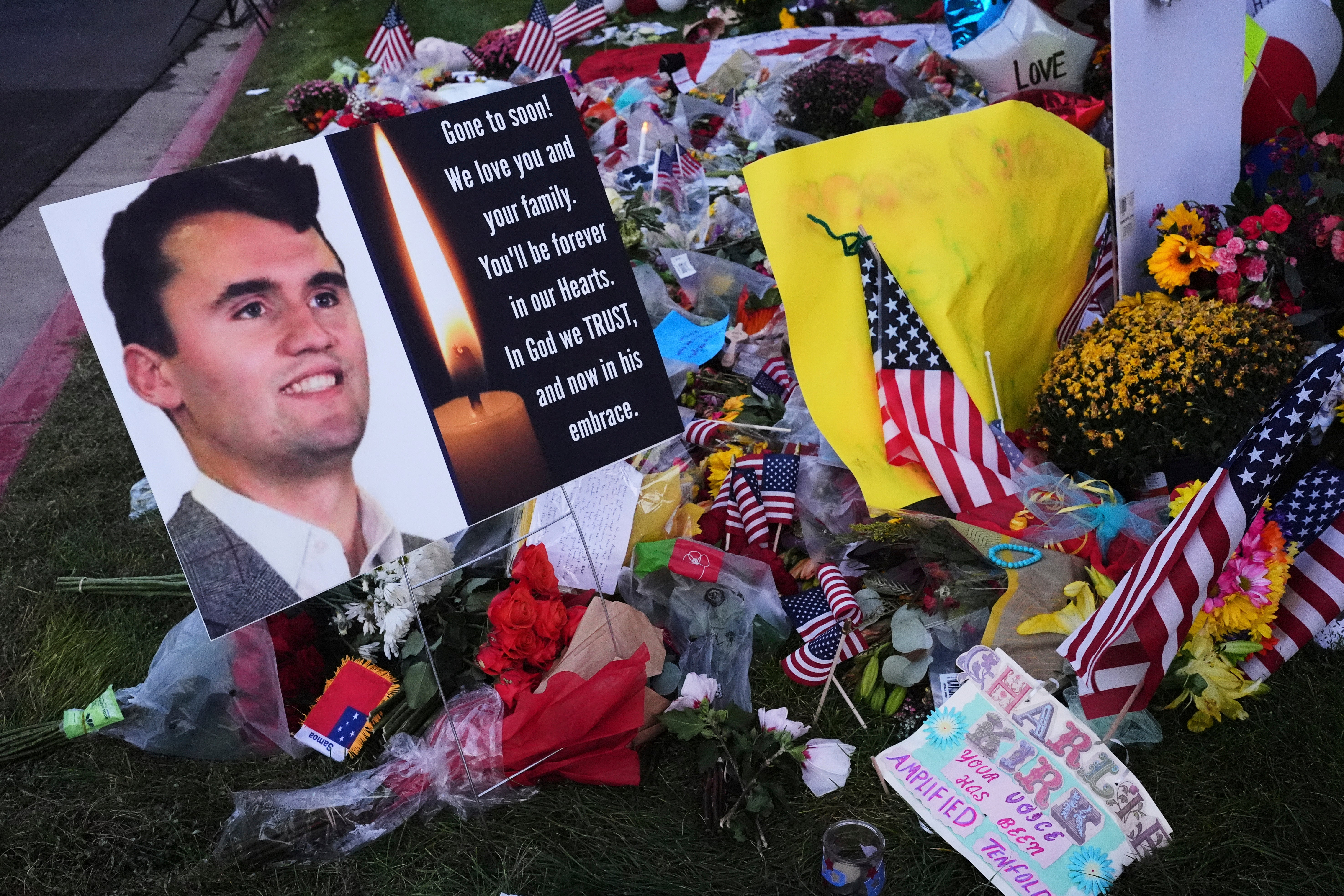 A man was arrested after allegedly vandalizing a memorial for Charlie Kirk at the Turning Point USA Headquarters
