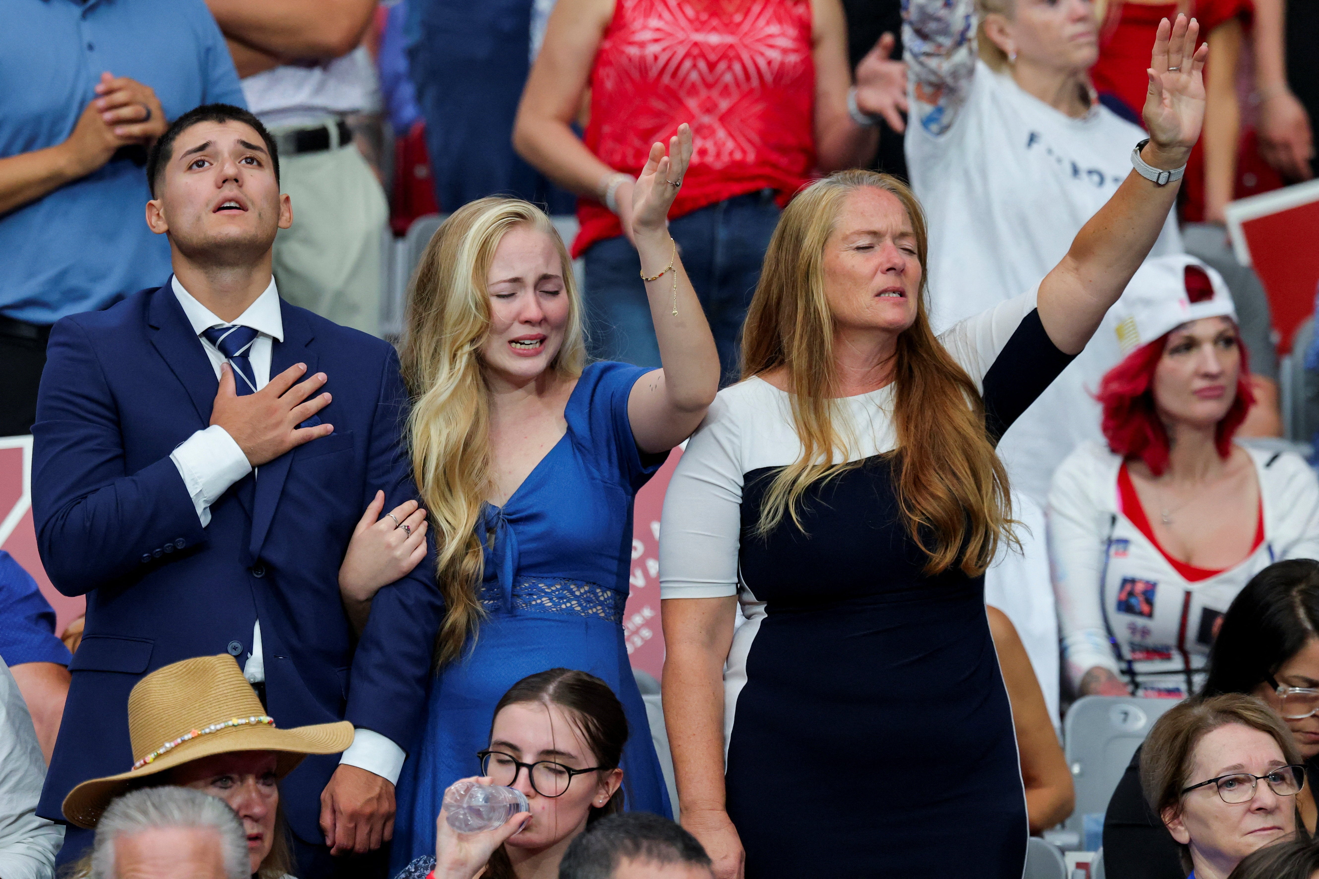 Emotional mourners were seen in the crowd