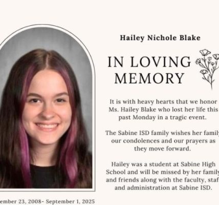 Sabine Texas community mourns the sudden passing of beloved student Hailey Nichole Blake Monday