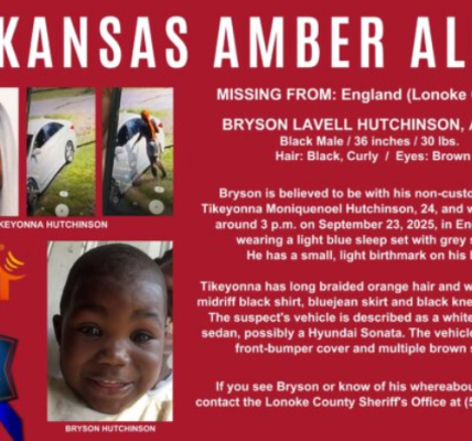 England, Arkansas – 2-Year-Old Bryson Lavell Hutchinson Reported Missing, Authorities Urgently Seek Public Assistance