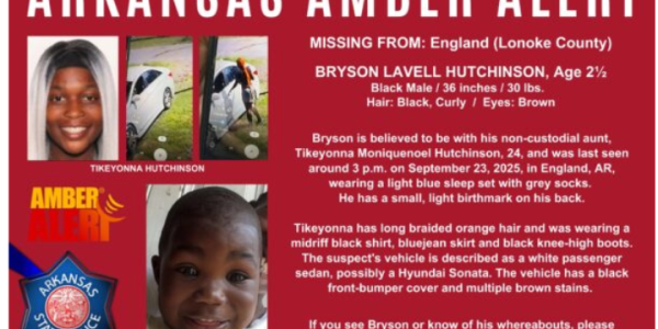 England, Arkansas – 2-Year-Old Bryson Lavell Hutchinson Reported Missing, Authorities Urgently Seek Public Assistance