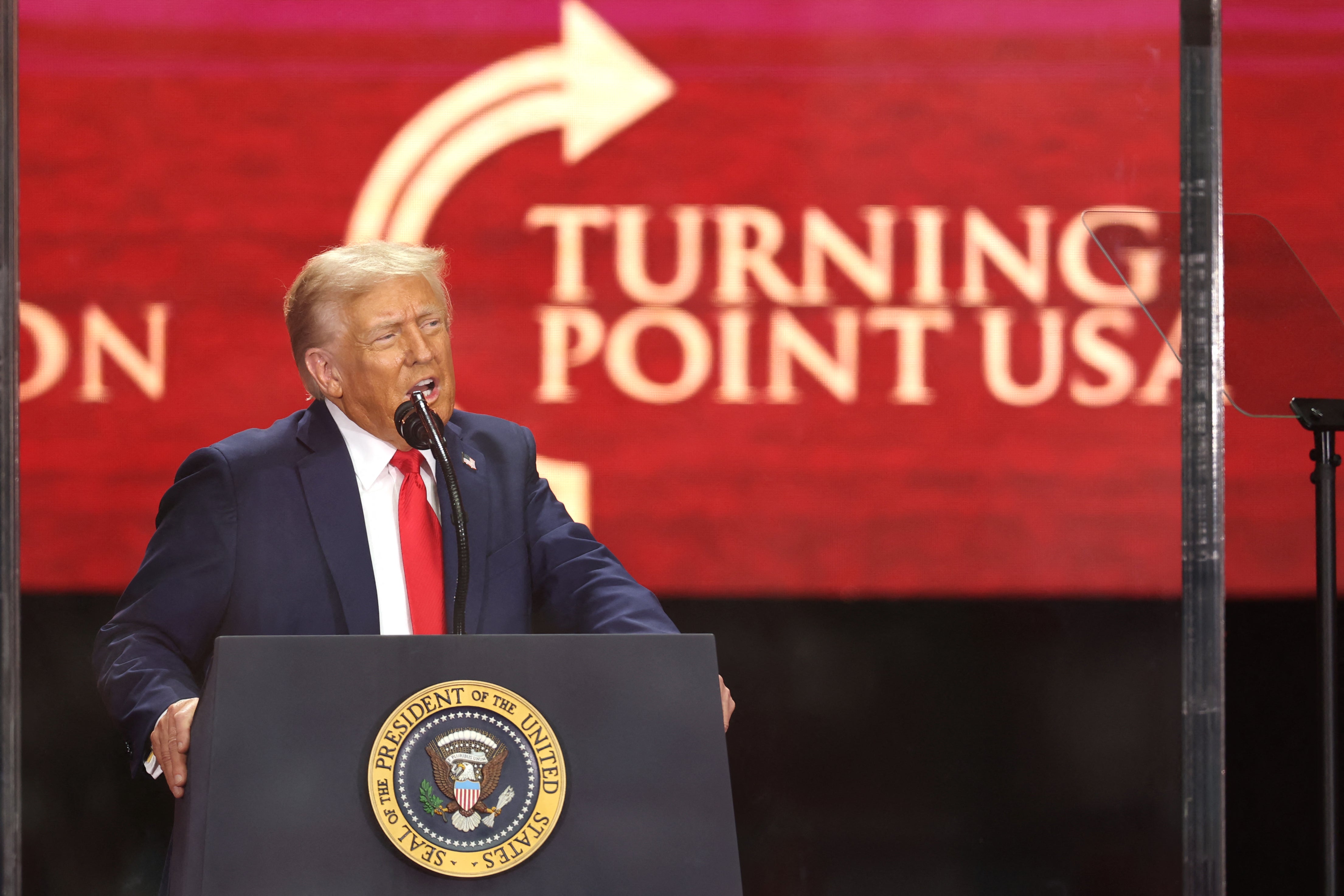 President Donald Trump said that he “hates” his political opponents after Erika Kirk forgave her husband’s killer in an emotional tribute
