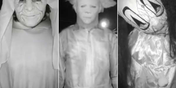 Police hunting Halloween mask-wearing trio seen on doorbell camera making terrifying threats to householders