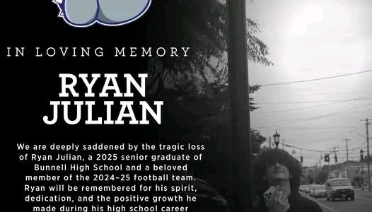 STRATFORD, CT — The Stratford community is mourning the heartbreaking loss of Ryan Julian, a recent Bunnell High School graduate and beloved football player whose life was tragically cut short in a devastating car crash early Saturday morning