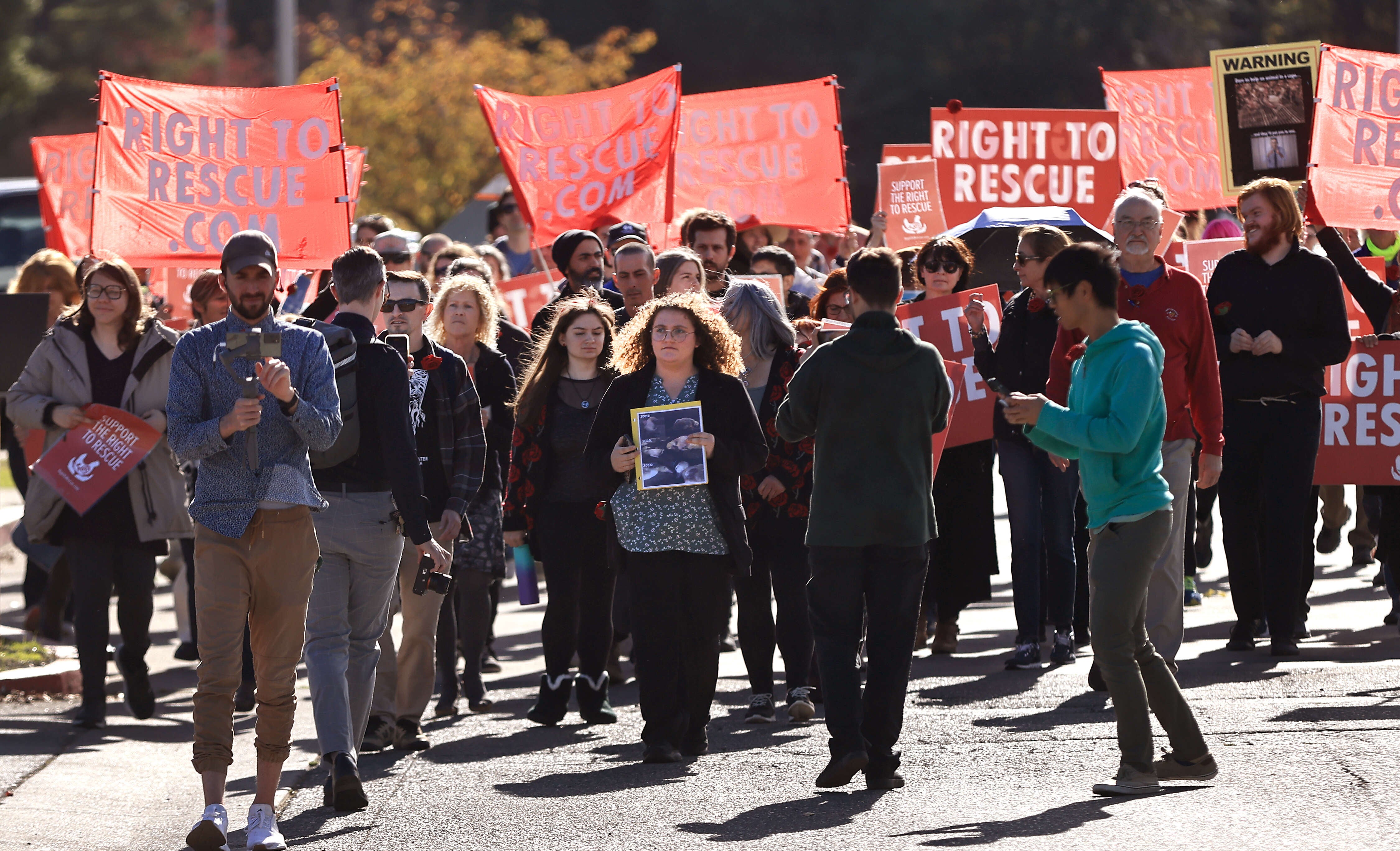 Zoe Rosenberg leads a protest march in 2023