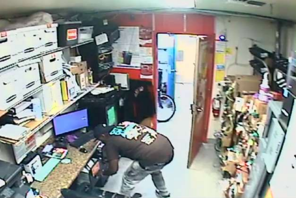 Farley, allegedly seen here stealing lottery scratch-off tickets from a Circle K store in Florida, later tried to cash in those same tickets at the same store, according to the feds