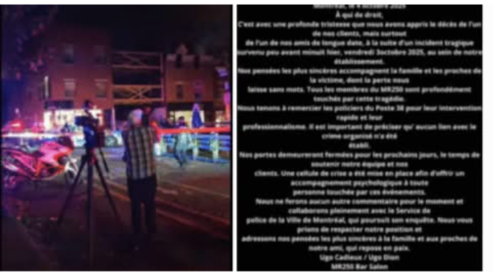 Montréal, Québec – La police de Montréal enquête sur un meurtre-suicide tragique survenu tard vendredi soir dans un bar populaire du Plateau-Mont-Royal, qui a coûté la vie à deux hommes.