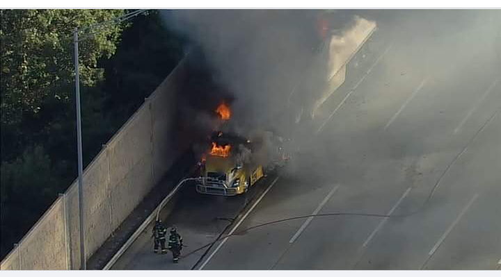 NORTHBROOK, ILLINOIS — A massive semi-truck fire erupted Thursday afternoon on the northbound lanes of the Tri-State Tollway, causing widespread disruption and