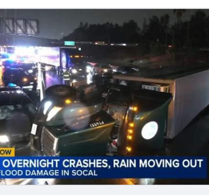 Southern California – Several crashes occurred overnight across Southern California as the remnants of a fall storm swept through the region, leaving roads slick and hazardous.