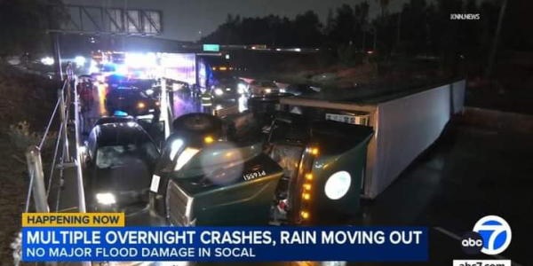 Southern California – Several crashes occurred overnight across Southern California as the remnants of a fall storm swept through the region, leaving roads slick and hazardous.