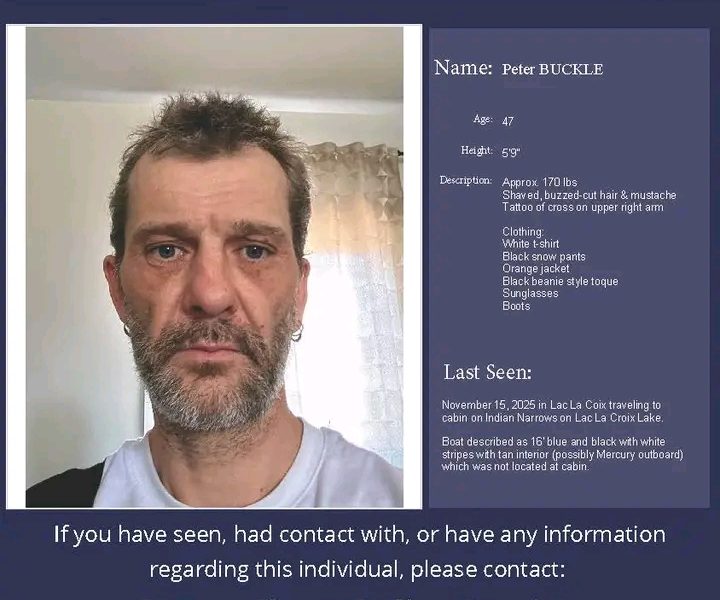 Missing Person Alert: Search Intensifies for Peter Buckle, Lac La Croix Man Missing